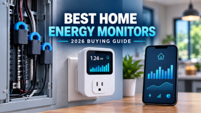 Home energy monitors tracking household electricity use through a panel, smart plug and mobile dashboard