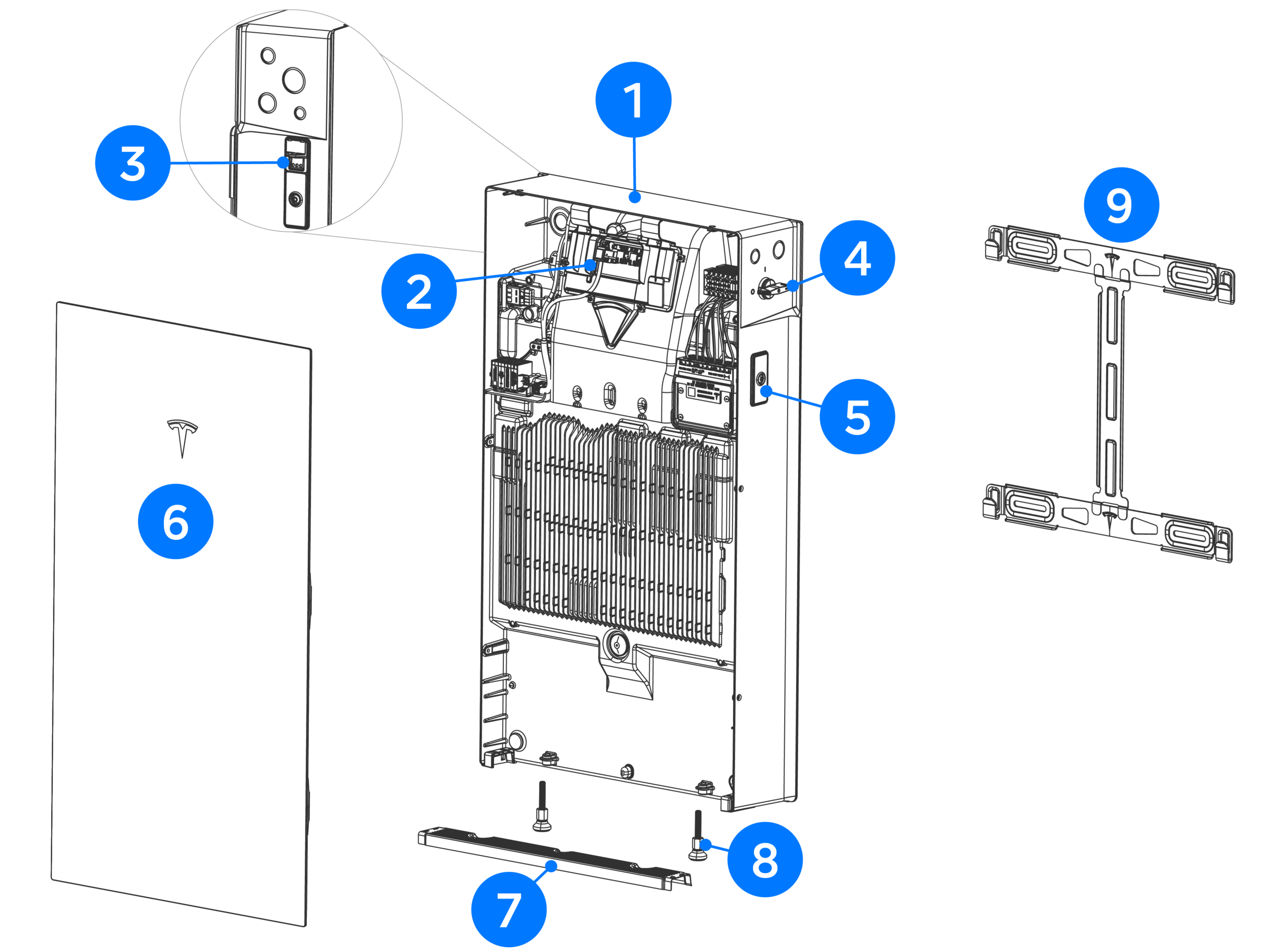 Tesla Powerwall 3 battery cabinet and internal components