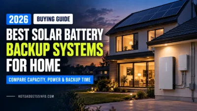 Home with rooftop solar panels and an installed solar battery backup system