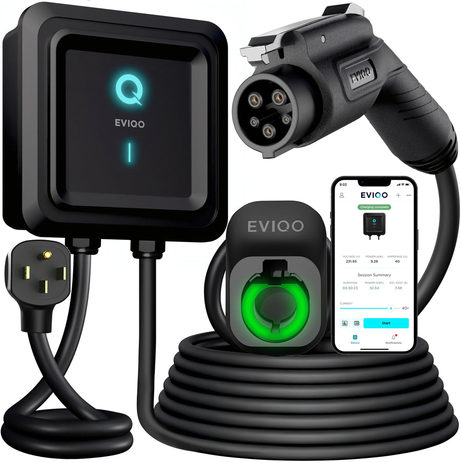 EVIQO 40A Level 2 EV charger with J1772 connector and NEMA 14-50 plug